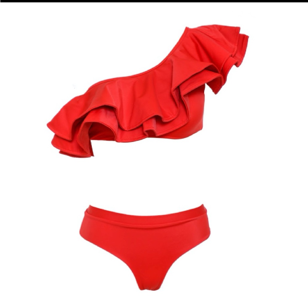 Ruffled Red Women’s Bikini Set